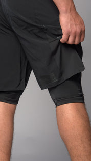 2-1 Pants with Half Leggings - BLACK/BLACK