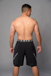 2-1 Pants with Half Leggings - BLACK/WHITE