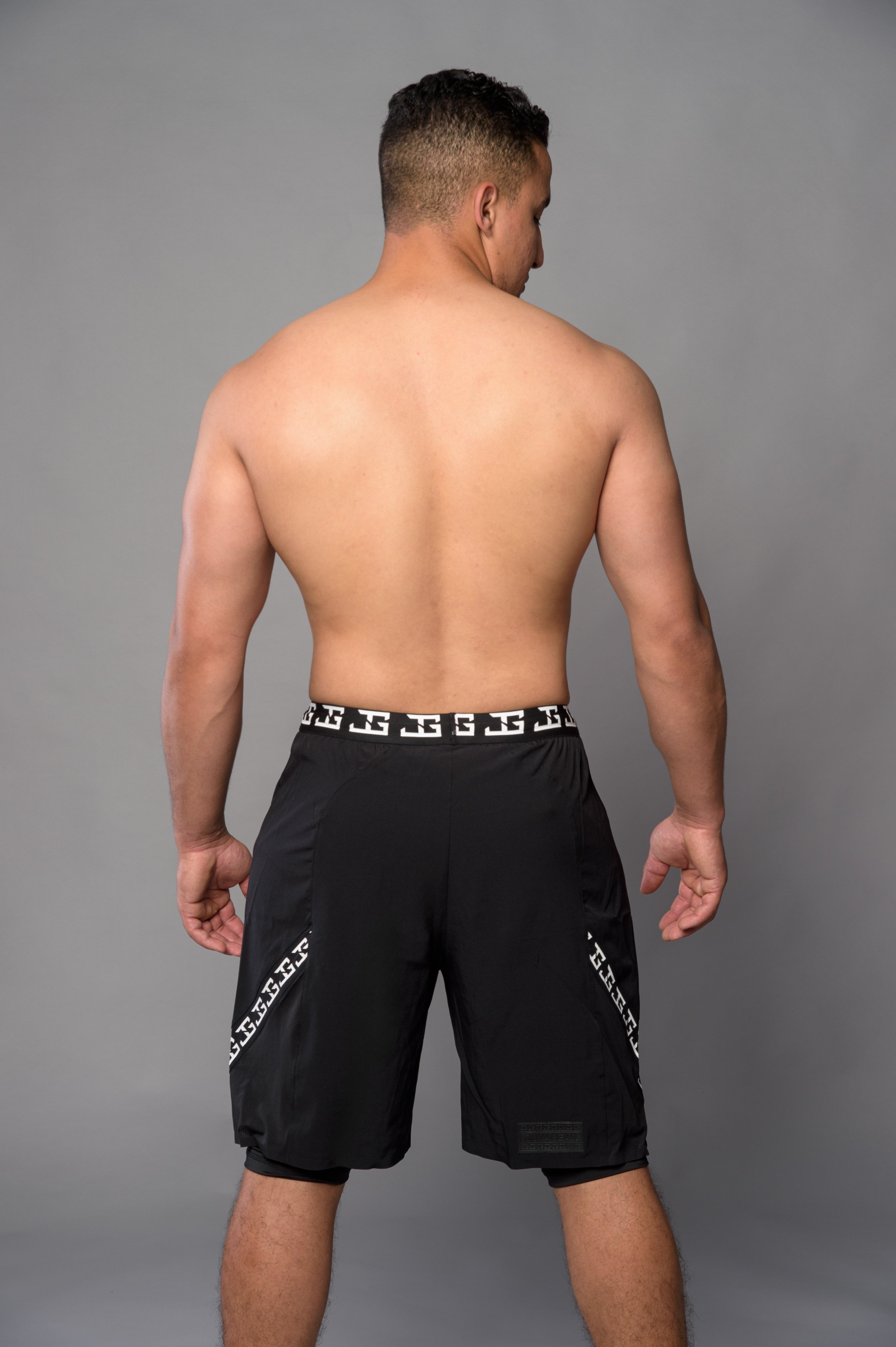 2-1 Pants with Half Leggings - BLACK/WHITE