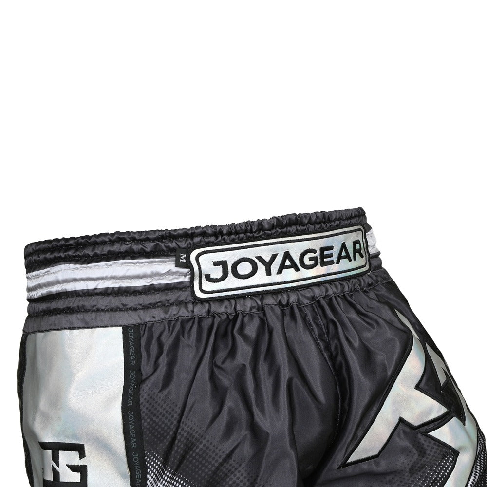 The Joyagear "Evolution" Kickboxing Shorts - Reflective BLACK/Silver