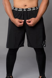 2-1 Pants with Long Leggings - BLACK/WHITE