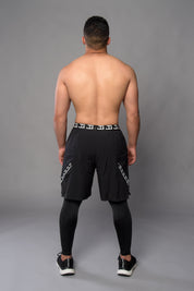 2-1 Pants with Long Leggings - BLACK/WHITE
