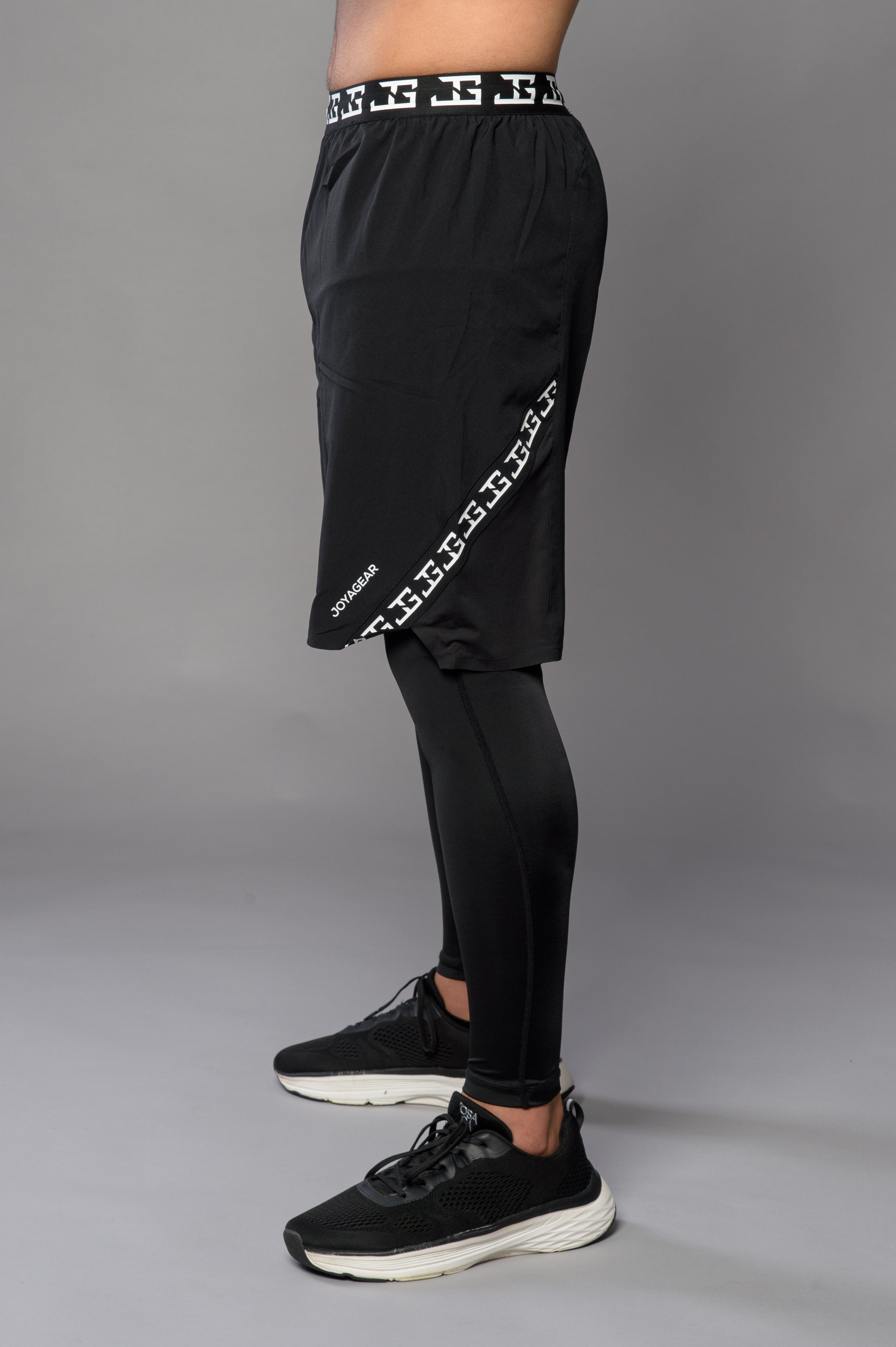2-1 Pants with Long Leggings - BLACK/WHITE