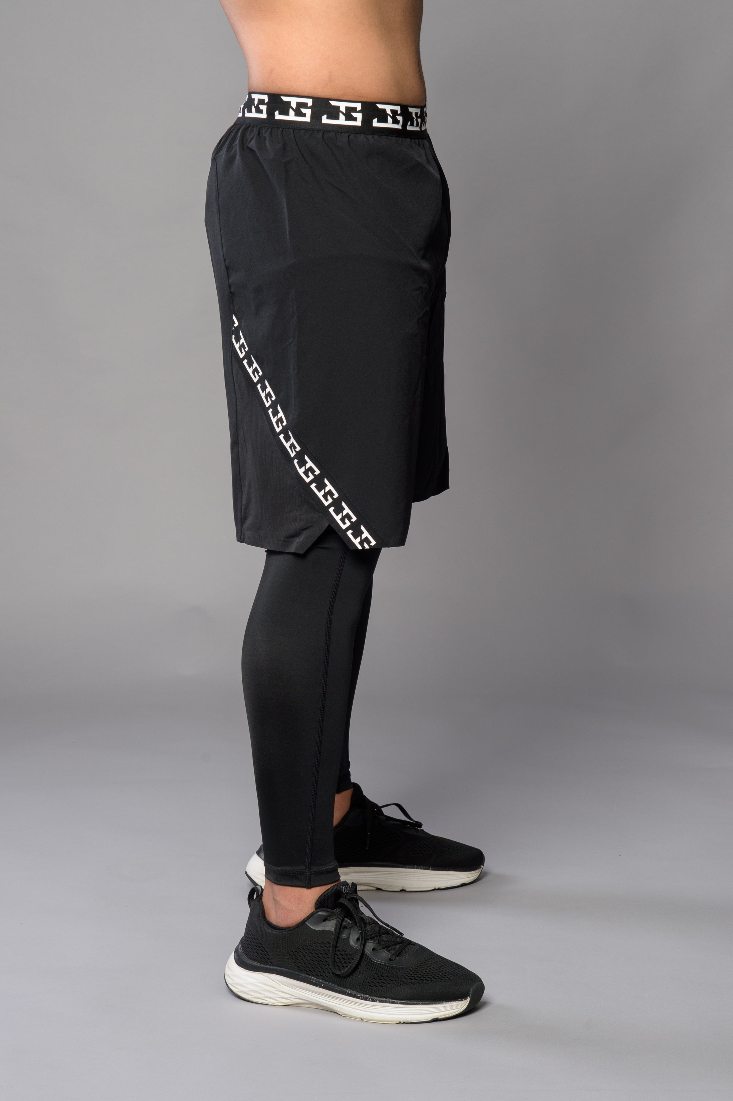 2-1 Pants with Long Leggings - BLACK/WHITE
