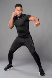 Joya Rashguard Korte Mouwen - Zwart/Wit