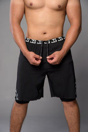 2-1 Pants with Half Leggings - BLACK/WHITE