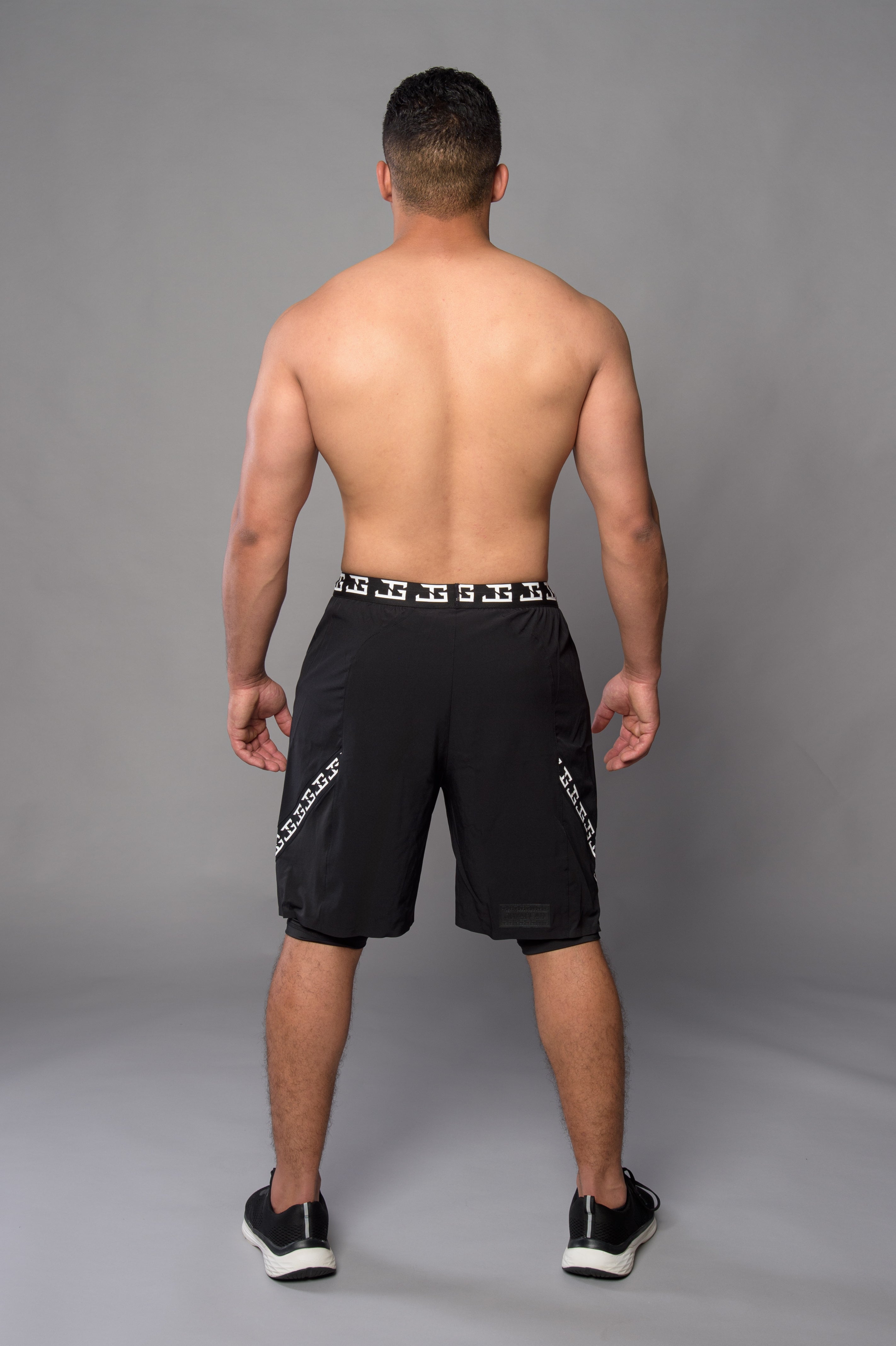 2-1 Pants with Half Leggings - BLACK/WHITE