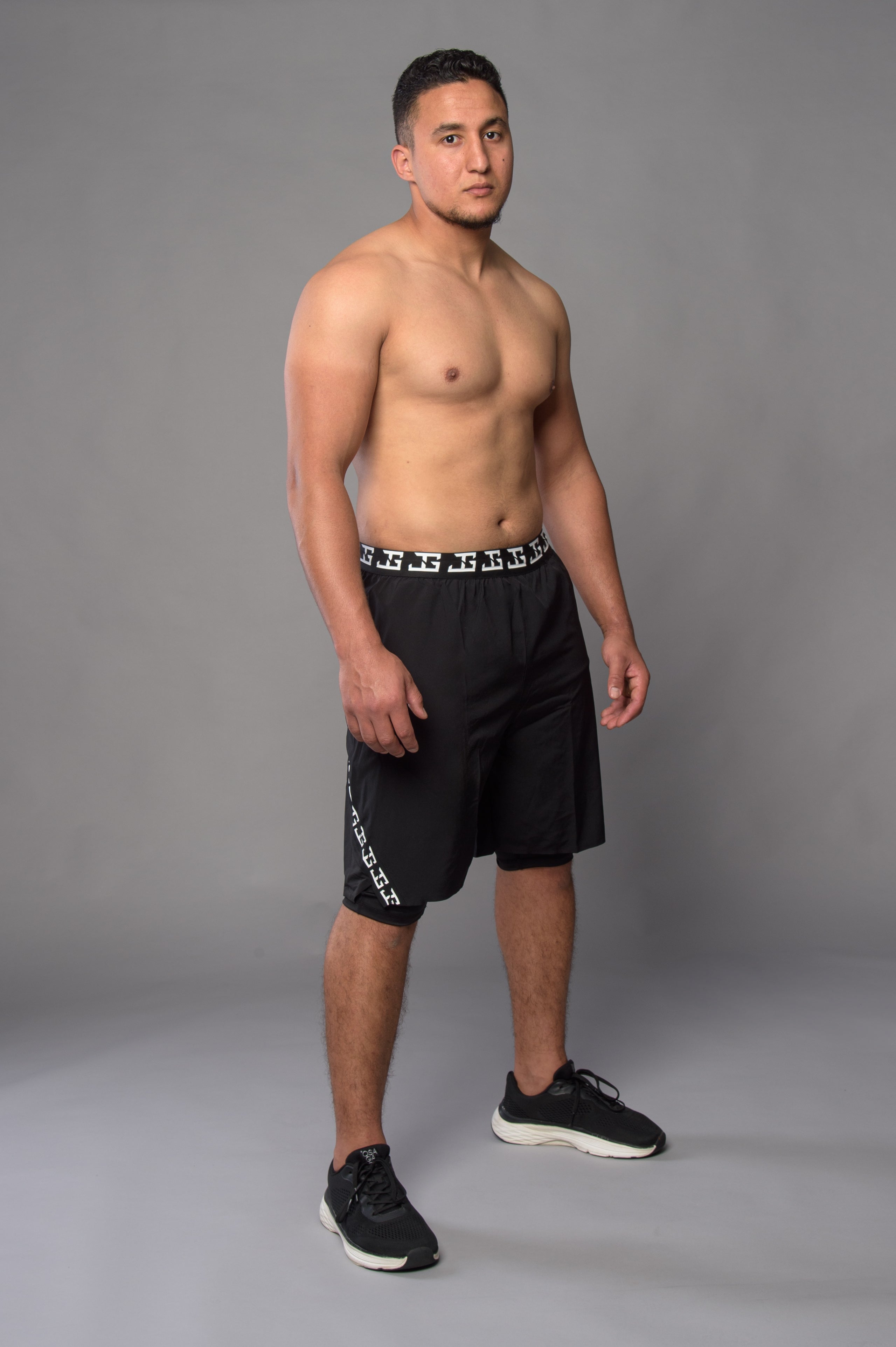 2-1 Pants with Half Leggings - BLACK/WHITE