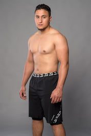 2-1 Pants with Half Leggings - BLACK/WHITE